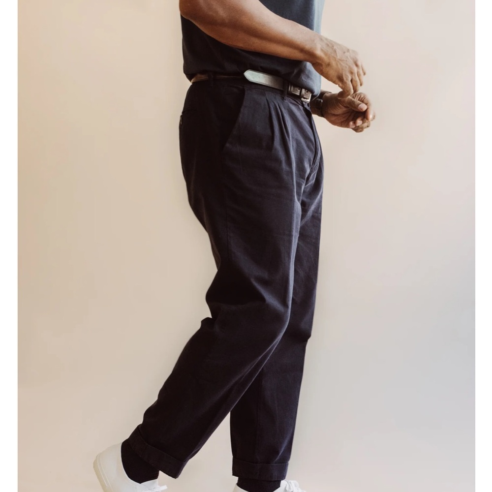 Form and Thread Organic Twill Double Pleated Trouser Navy